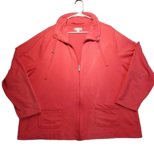 Studio Works Women's  Salmon Color Long Sleeve Full Zipper Sweatshirt Size 3X